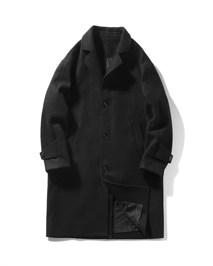 Korean Style Woolen Coat Long Lapel Fashion Solid Color