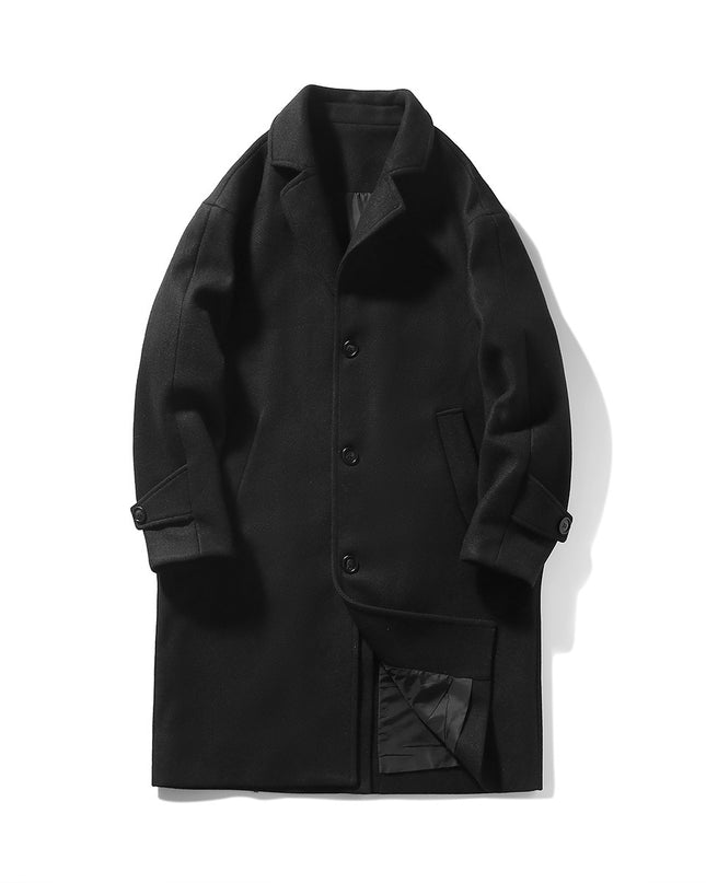 Korean Style Woolen Coat Long Lapel Fashion Solid Color