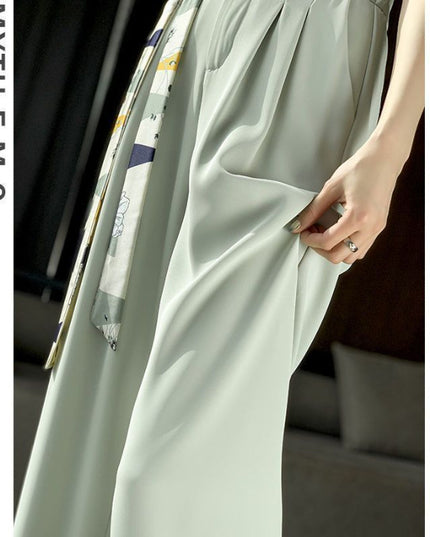 High Waist Narrow Version Ice Silk Wide-leg Pants Drape
