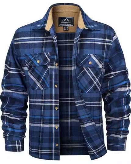 European And American Fall Winter Men's Flannel Casual Button Shirt