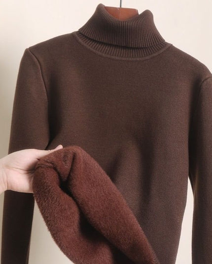 Fleece-lined Thick Turtleneck Sweater Women