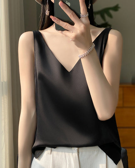 Sling Vest Inner Match Satin Silky Base Loose Sleeveless Top