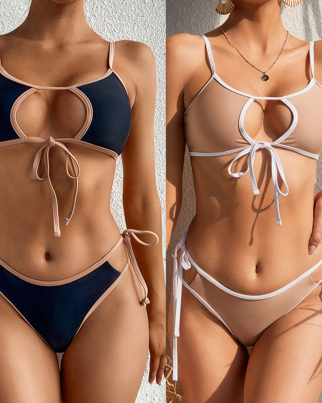 AliExpress Amazon Foreign Trade Strap Stitching Ladies Swimsuit Bikini