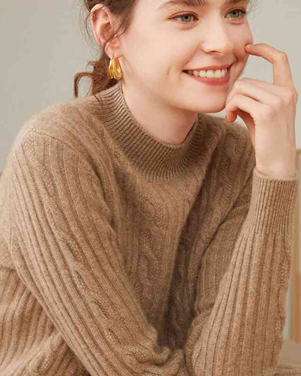 Pure Cashmere Shirt Women's Half Turtleneck Loose Thick Sweater