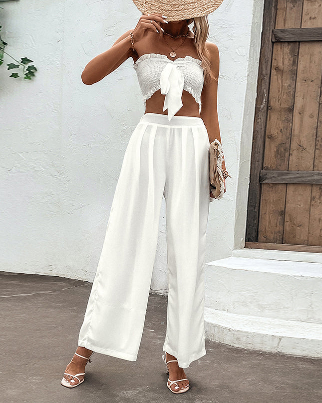 Ruffled Vest Sleeveless Midriff Outfit Long Skirt Suit