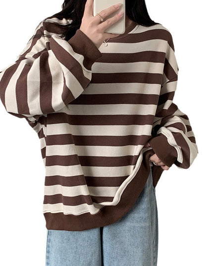 Retro Printed Crew Neck Sweatshirt Women
