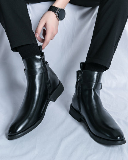 Plus Size Chelsea Boots Men's Fashion High-top Leather Shoes