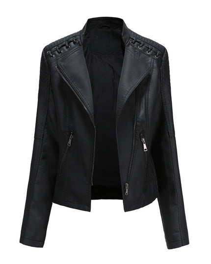 Slim Fit Thin Leather Coat Women's Motorcycle Clothing