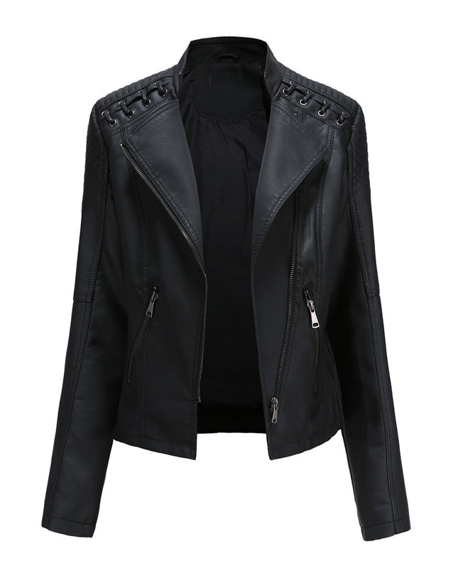 Slim Fit Thin Leather Coat Women's Motorcycle Clothing