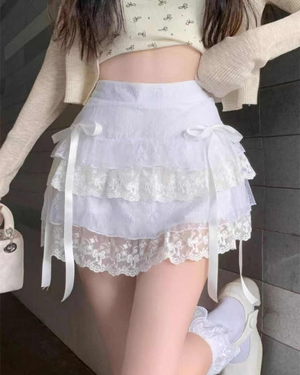 White Cake Dress Women's High Waist Bubble Skirt