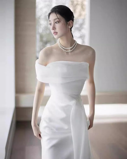 French Off-shoulder Light Wedding Dress Bride
