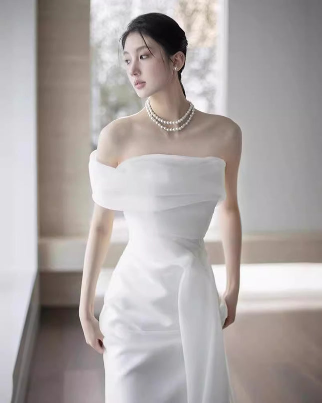 French Off-shoulder Light Wedding Dress Bride