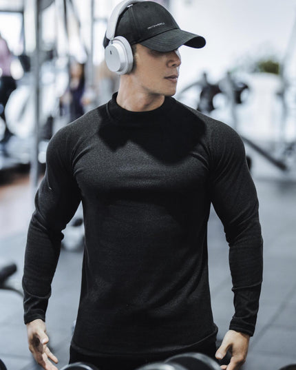 Men's Dralon Thermal Slim Fit Half-high Collar Long Sleeves Top