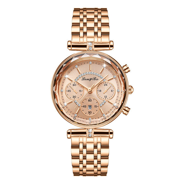 Waterproof Casual Three-eye Women's Watch