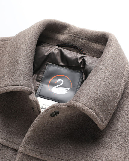 Autumn And Winter New Men's Lapel Detachable Down Feather Liner Wool Workwear Jacket
