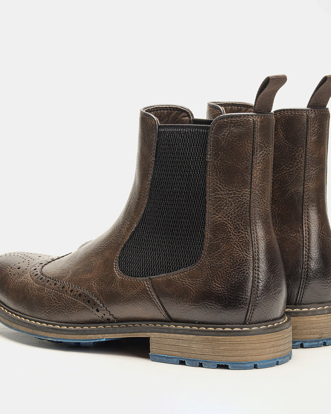 Chelsea Boots Men's Retro Sleeve Mid-top Carved Outer