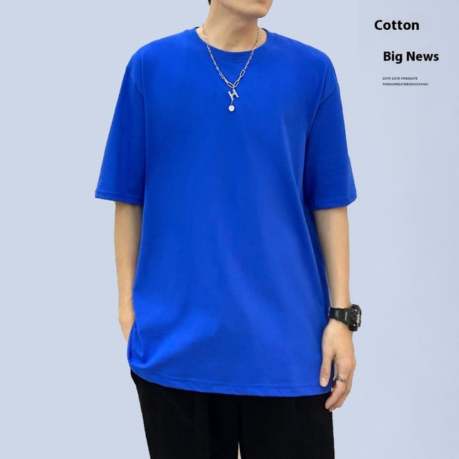 Autumn Men's Short-sleeved T-shirt Cotton Round Neck
