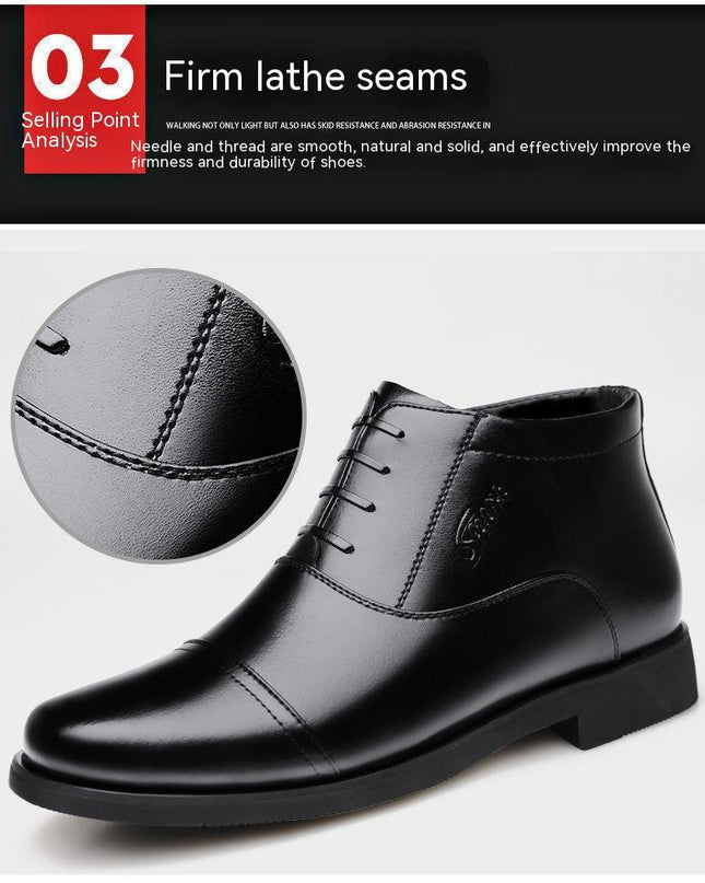 Winter Real Leather With Fleece Lining Men's Cotton Shoes