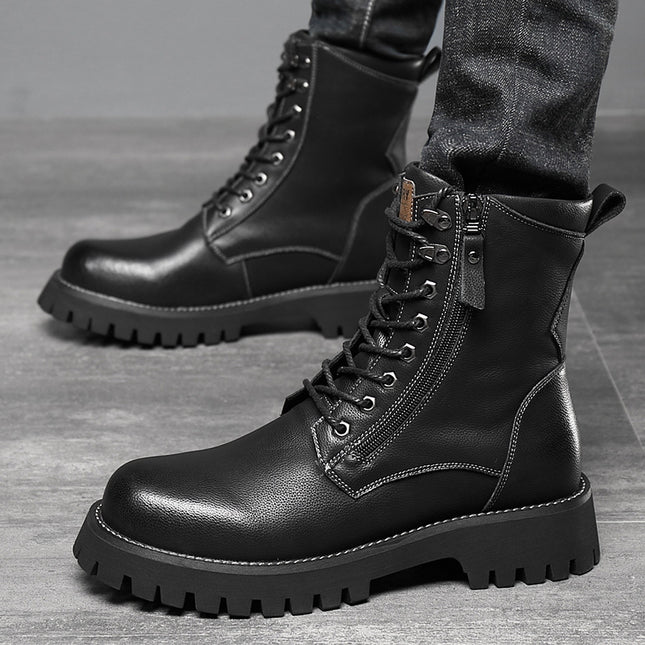 Worker Boot High Top British Style Thick Bottom Fleece-lined