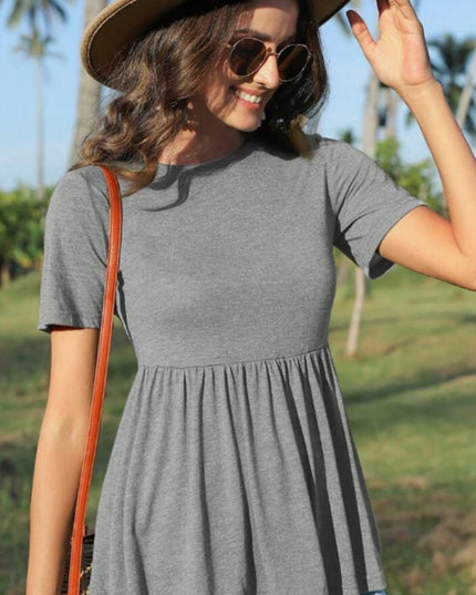 Women's Short Sleeve T-shirt With Ruffled Bottom In Dark Blue