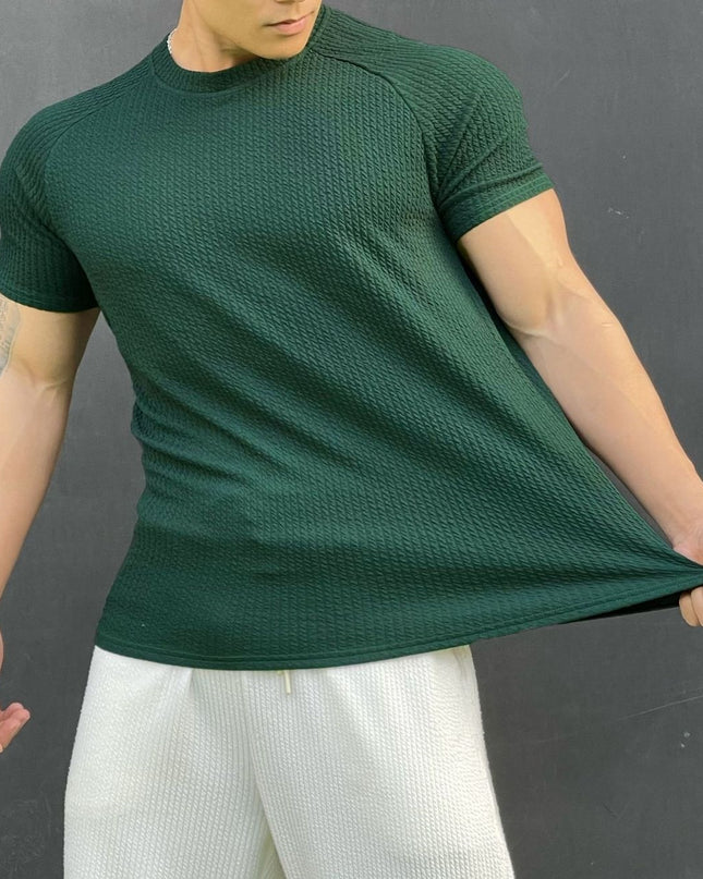 Summer Men's Snake Pattern Short Sleeve Solid Color Casual T-shirt