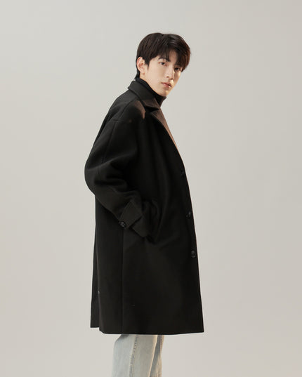 Korean Style Woolen Coat Long Lapel Fashion Solid Color