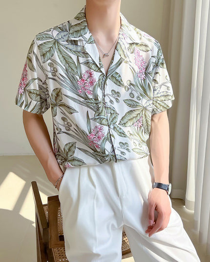 Cuban Collar Loose Shoulder Shirt
