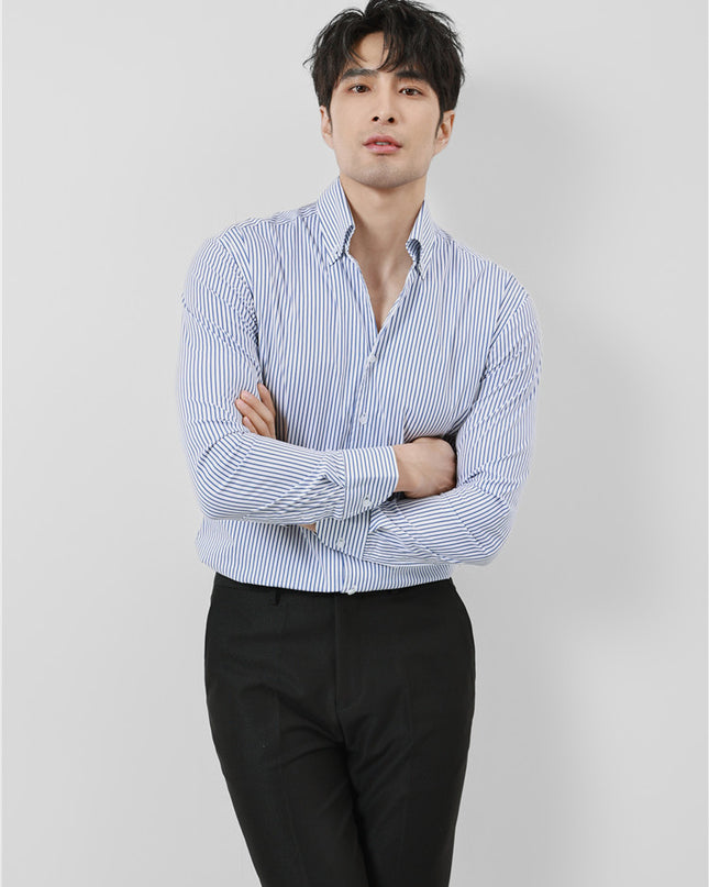 Striped Men's V-neck Long Sleeve Shirt