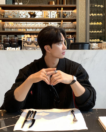 Winter Warm Lapel Sweater Men's Korean Style Handsome High Sense