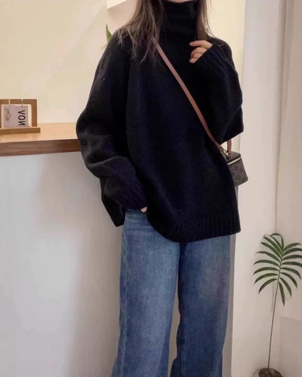 Women's Turtleneck Sweater Loose Thick Curling Pile Collar Idle Style