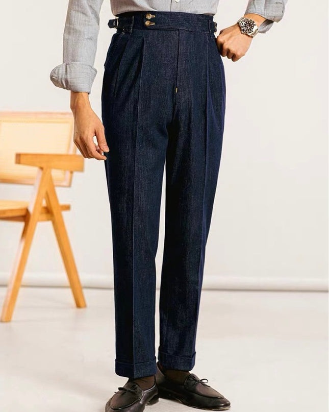 Neapolitan Cotton Double Pleated Jeans Men