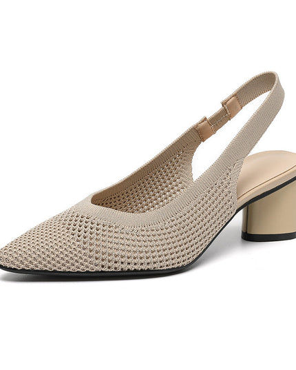 Hollow-out Knitted Closed Toe Back Empty Strap Sandals Pointed Toe