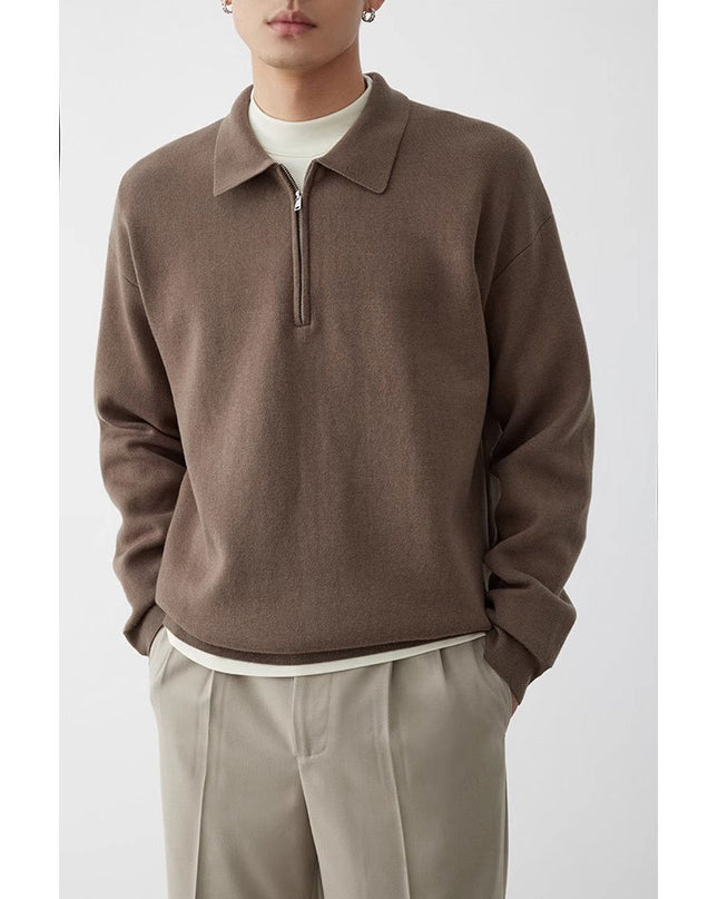 Korean Style Niche Casual Polo Collar Knitwear Sweater For Men