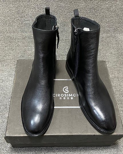 British Light Gray Zipper Men's Boots