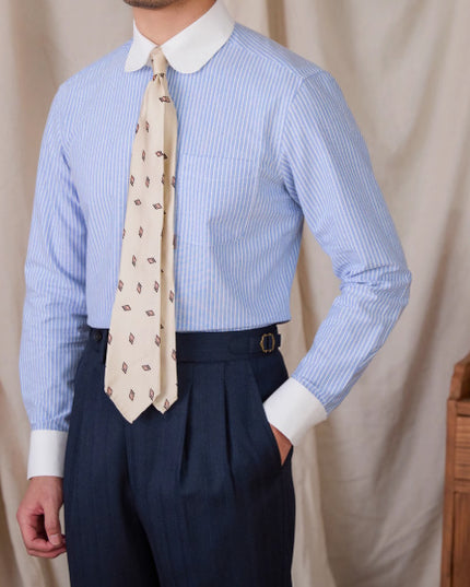 Collar Cotton Striped Long Sleeved Shirt