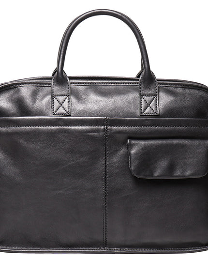 Men’s Leather One-Shoulder Crossbody Briefcase | Large Capacity Top Layer Cowhide Bag