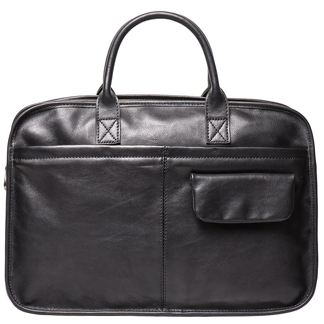 Men’s Leather One-Shoulder Crossbody Briefcase | Large Capacity Top Layer Cowhide Bag