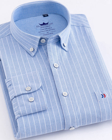 Cotton Oxford Plaid Men's Long Sleeve Shirt