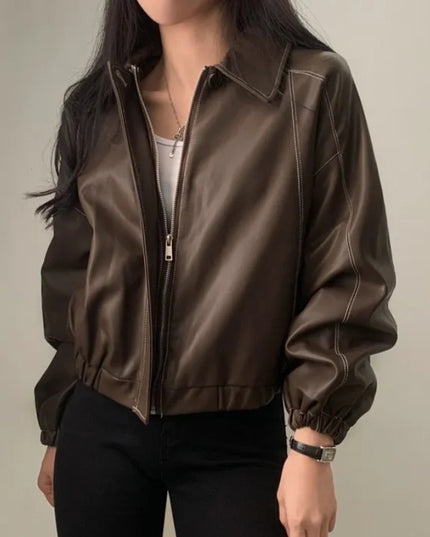 Fashion And Handsome Leather Coat Women