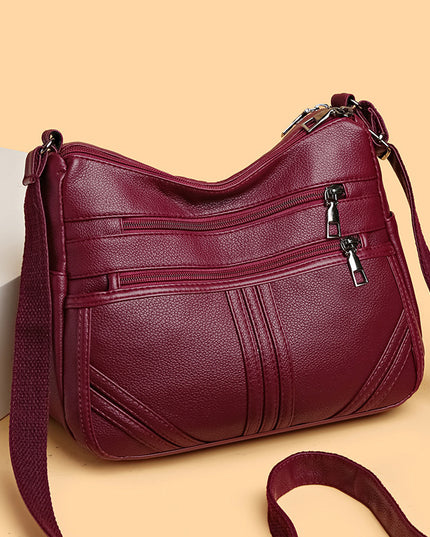 New Soft Leather Textured Crossbody Bag For Middle-aged People Women