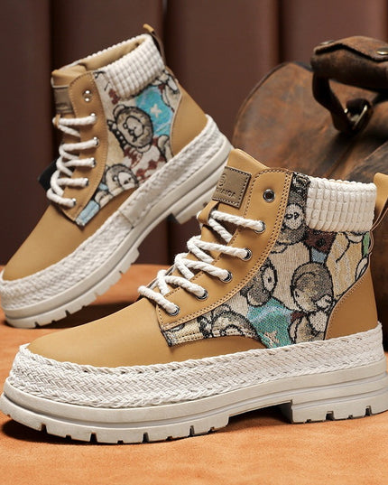 Men's Casual All-match Worker Boot High-top Shoes