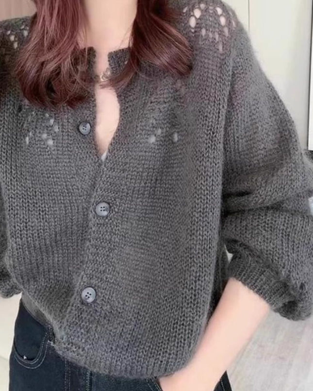Long Sleeve Soft Glutinous Women's Clothing Gentle Dignified Hollow Sweater