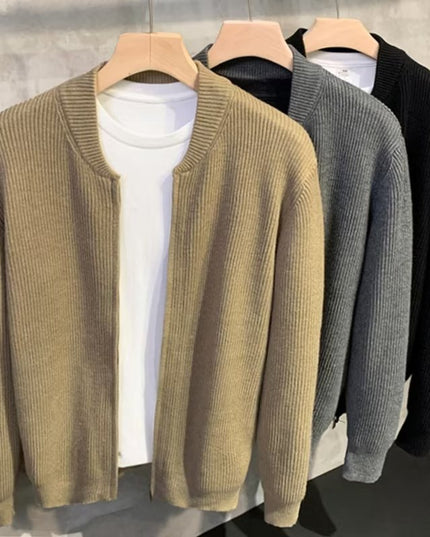 Double Zipper Cardigan Sweater Men's Knitwear Coat