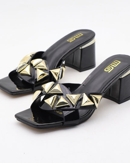 Season Open Toe High Shoes Chunky Heel All-matching Women's Simple Outdoor Sandals