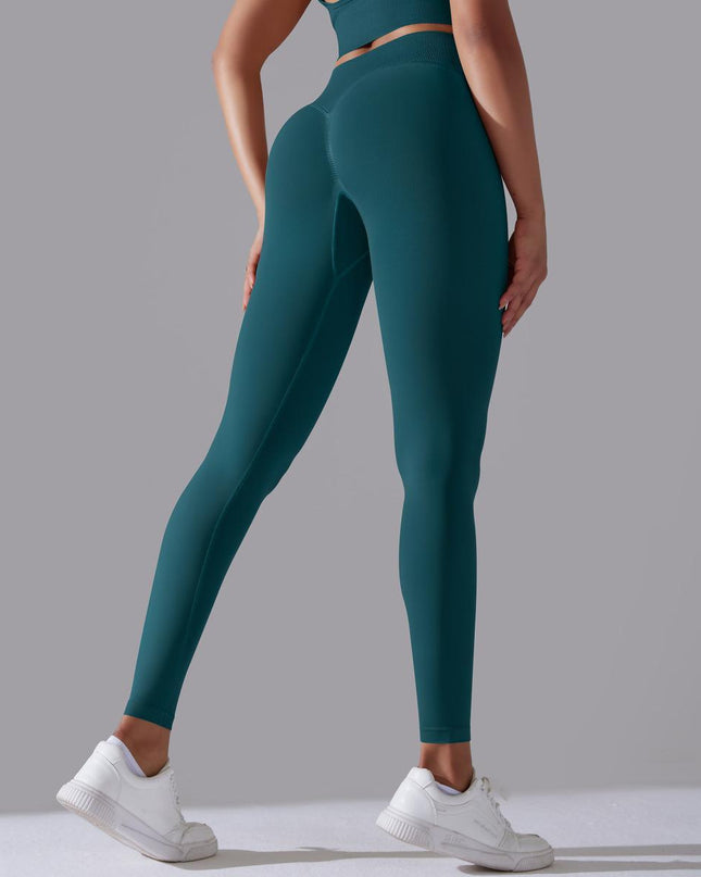 Women's Seamless Knitted Solid Color High Waist Tight Pants