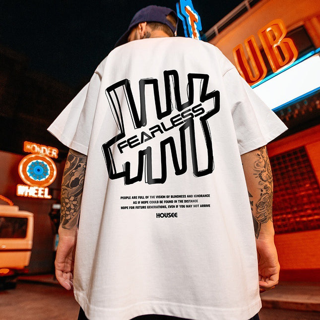 Hong Kong Style Fashion Hip Hop Short Sleeve T-shirt