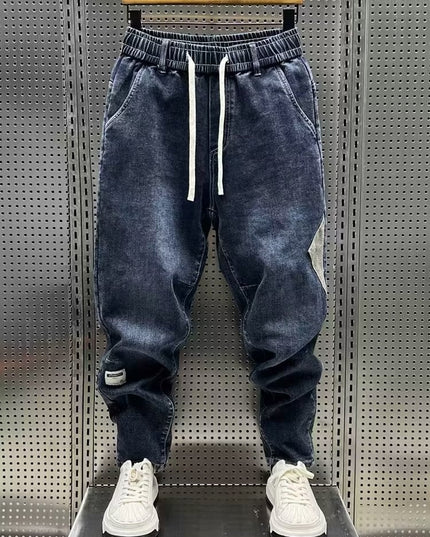 Fleece Padded Jeans Washed Loose Elastic