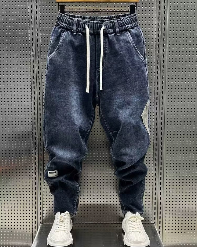 Fleece Padded Jeans Washed Loose Elastic