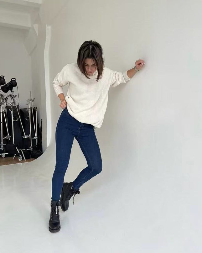 Autumn And Winter European And American Loose Basic Style Solid Color Pullover