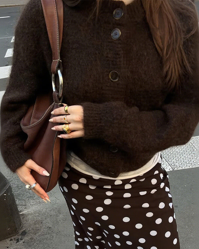 Casual Simple Buttons Long Sleeve Coat Sweater